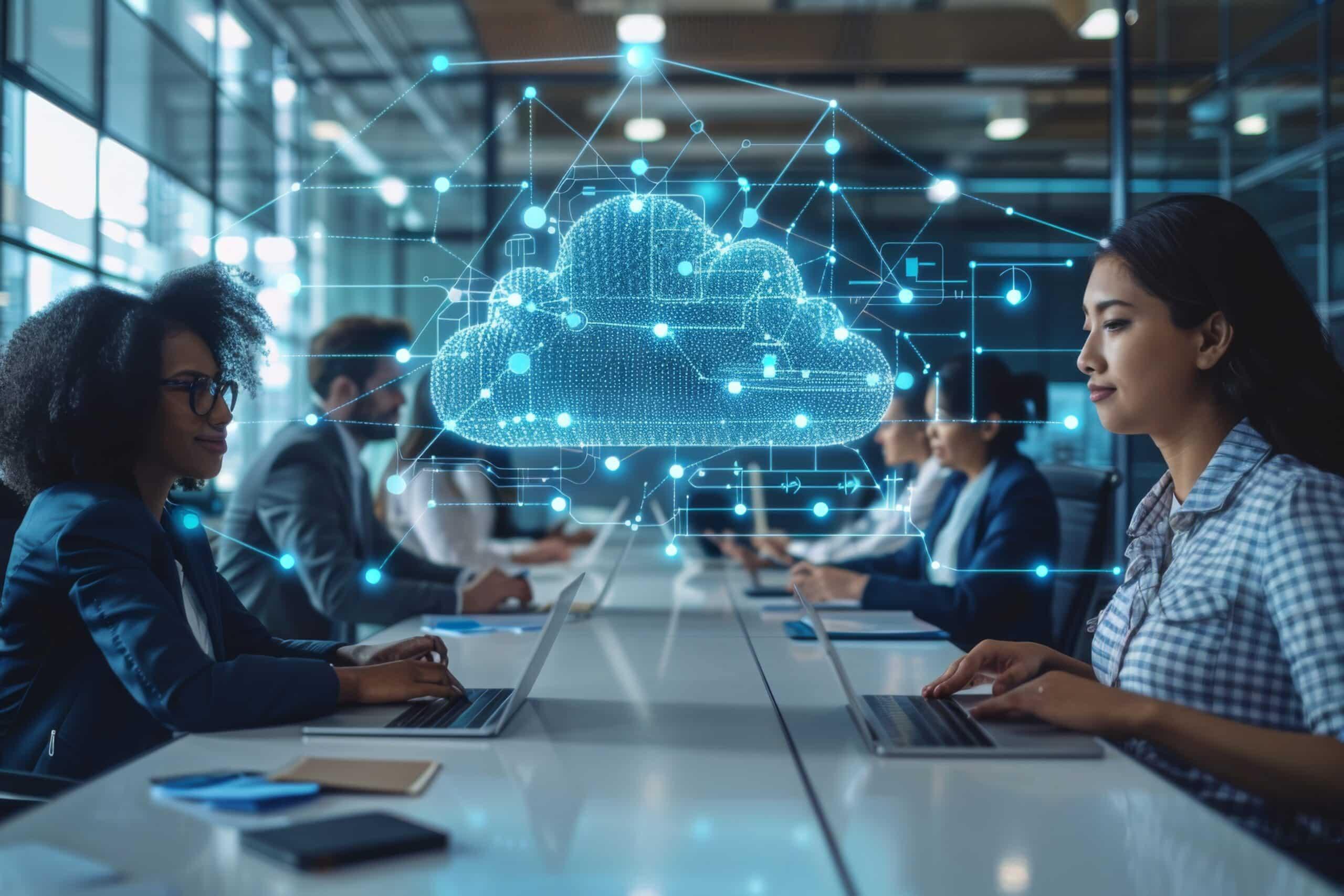 Profissional de cloud corporativa acompanhando Microsoft 365 e servidores em nuvem para empresas em Curitiba