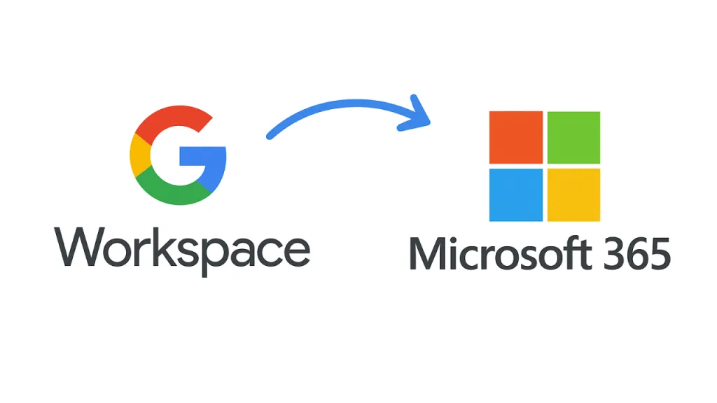 Migração Google Workspace para Microsoft 365 para infraestrutura corporativa.